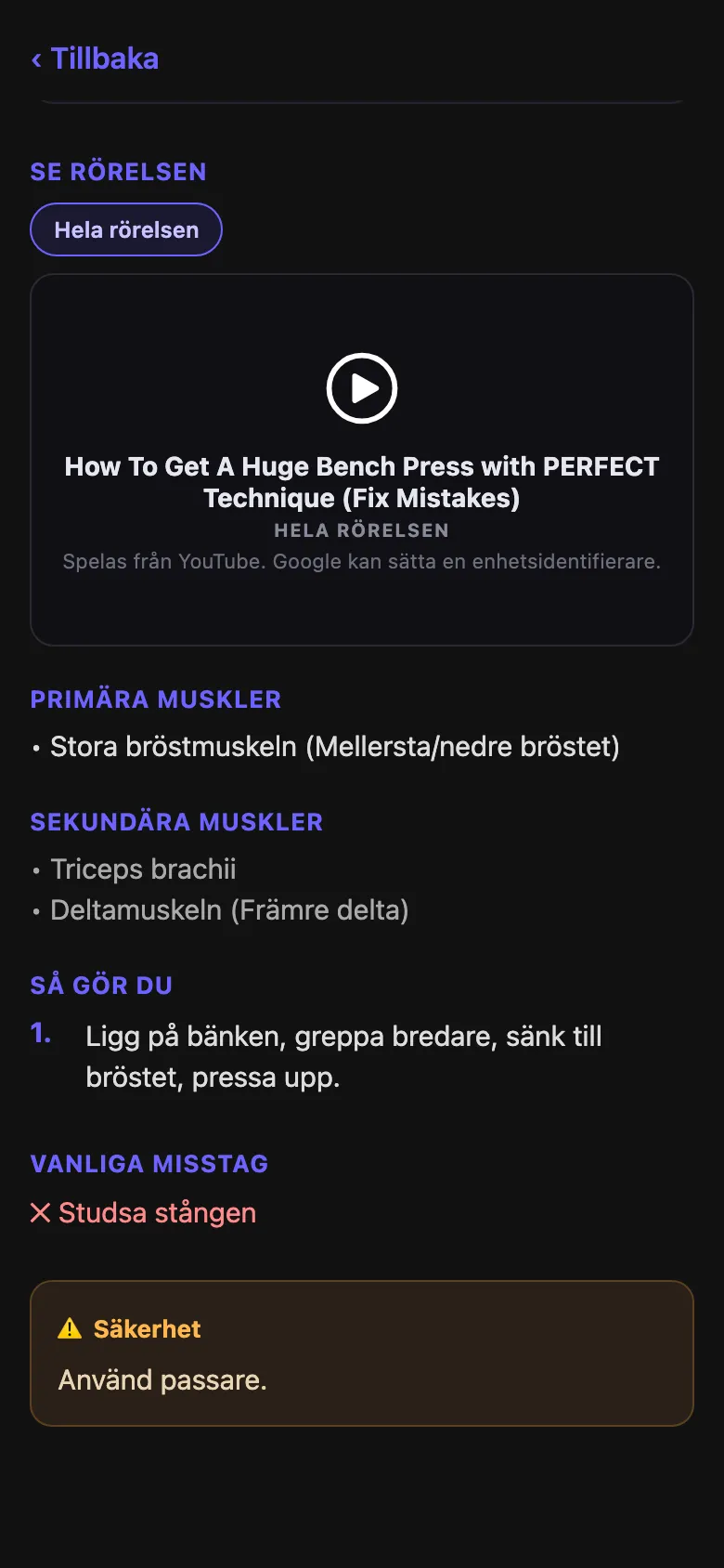 Övningsdetalj på svenska.