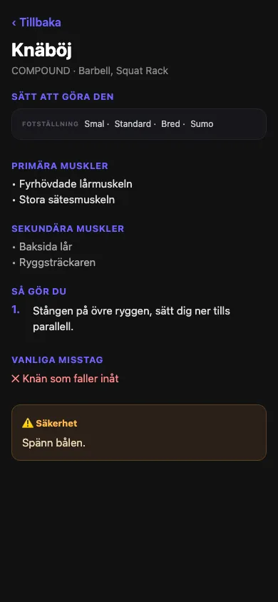 Samma övning på svenska…