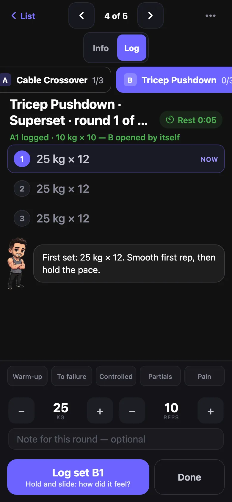 A superset, round by round.