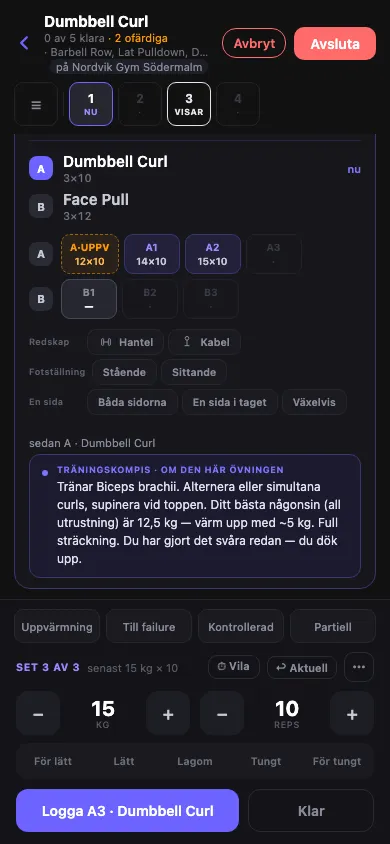 Ett superset som byggdes av en skriven mening.